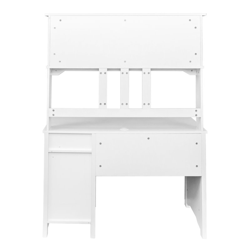Multifunctional Home Office Computer Desk with 1 Cabinet 1 Drawer and Open Shelves Lark Manor